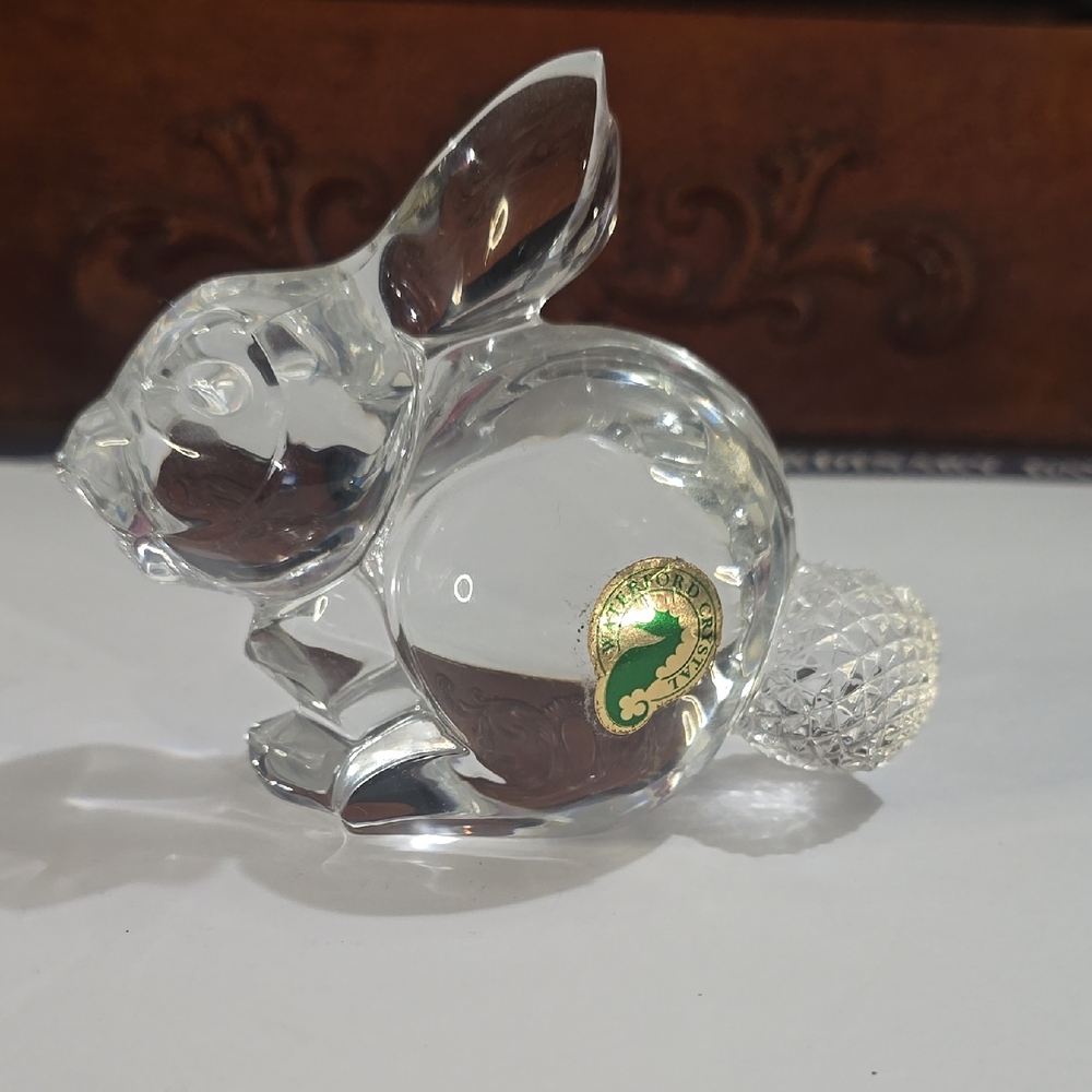 Waterford Clear Crystal Bunny Figurine with Faceted Tail
